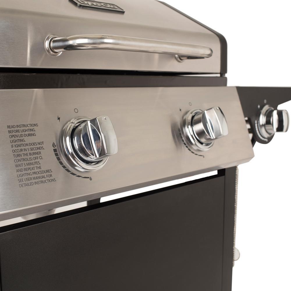 DynaGlo Propane Gas Grill 2Burner Grease Pan Warming Rack Stainless