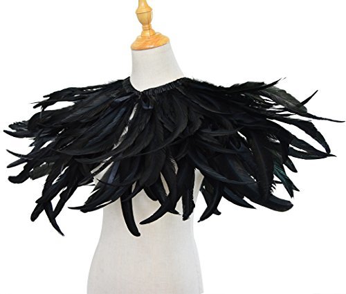 L'vow Gothic Black Feather Shrug Cape Shawl Halloween Costume for Men