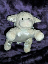 BEARINGTON baby collection lamb plush blue bow lying down 9.5&quot; - £14.03 GBP