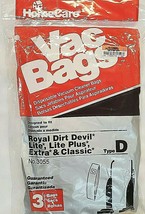 Home Care Type D Vacuum Bags 3 Pk Royal Dirt Devil Lite - $6.79