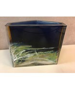 Exbor Czech Glass Vase - Art Glass, Czechoslovakia, Blue Green White Abs... - $247.49
