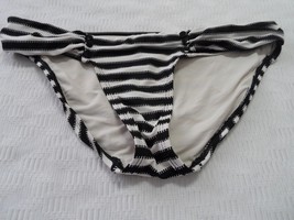 Robin Piccone Bianca Mitered Stripe Bikini Bottom (Black Ivory) Size (S)... - $15.89