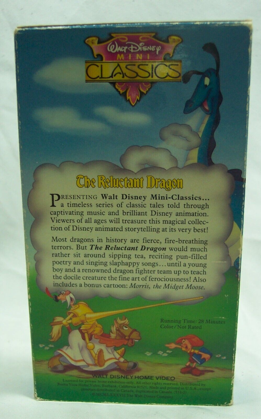 Walt Disney Mini Cartoon Classics The Reluctant Dragon Cartoon Vhs Video 1991 Vhs Tapes 