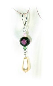 Rose & Raindrop Lampwork Crystal Pierced Drop Earrings - $17.00