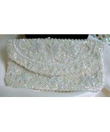 Handmade Sparkly Vintage Sequined &amp; Beaded White Clutch - $25.00