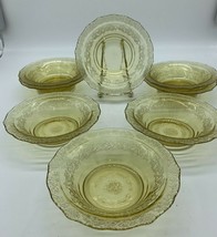 EIGHT Amber Federal Glass NORMANDIE 5&quot; berry bowls, 1933-1940 - $29.99