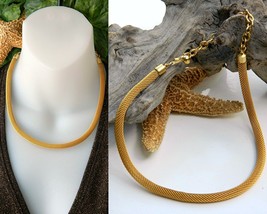Vintage mesh choker necklace coil rope gold tone 18 inches thumb200