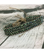 Womens Bracelet Green Shimmer Beaded Boho Twine Band Fashion Jewelry  - $11.88