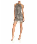 NEW NWT S.L. Fashions Womens Blouson Halter Crochet Dress Gold 10 Flappe... - $63.80