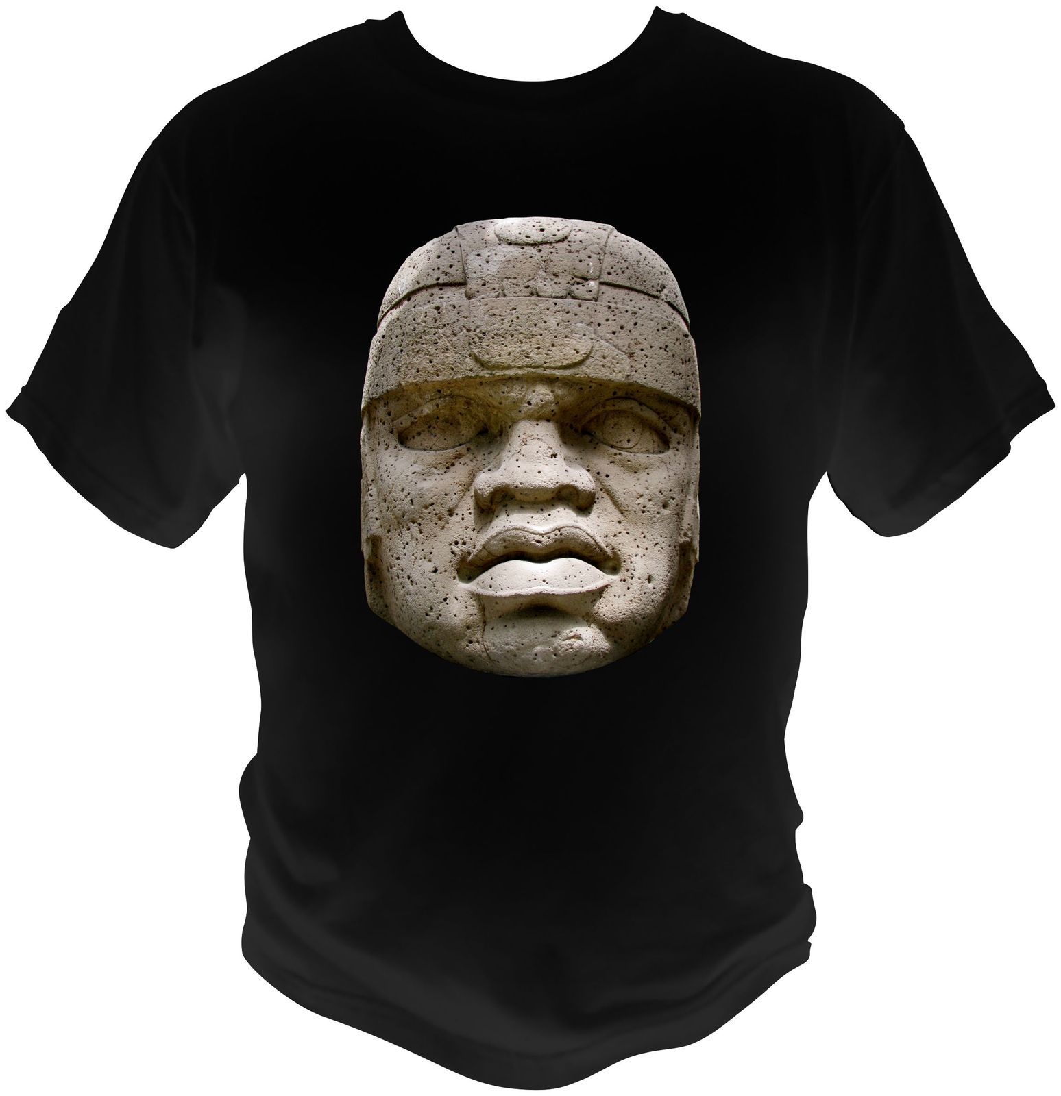 Image of Olmec Colossal Head black T-Shirt San Lorenzo Head Graphic Tee Afrocentric