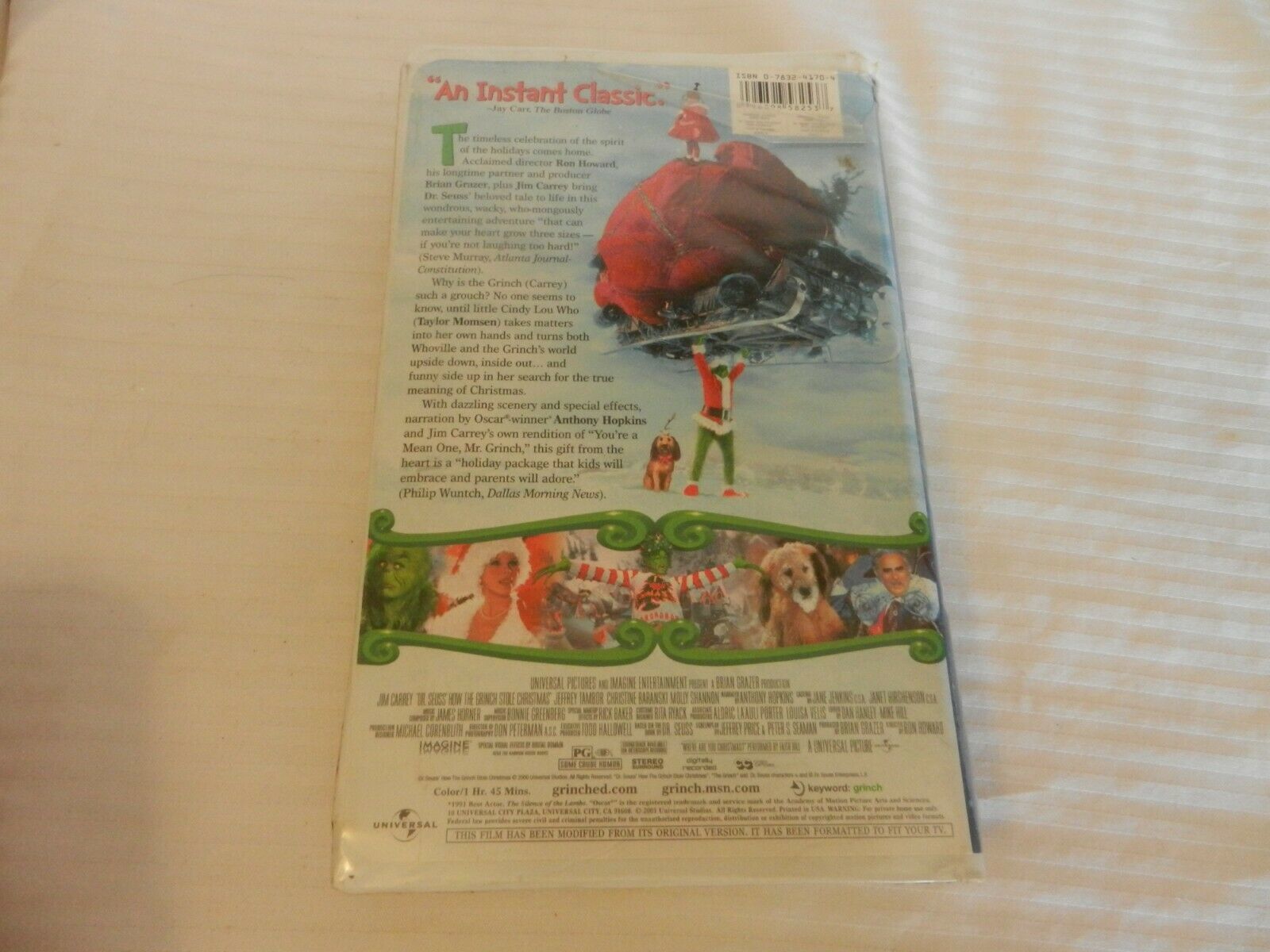 How the Grinch Stole Christmas (VHS, 2001, Clam shell) Jim Carrey - VHS ...