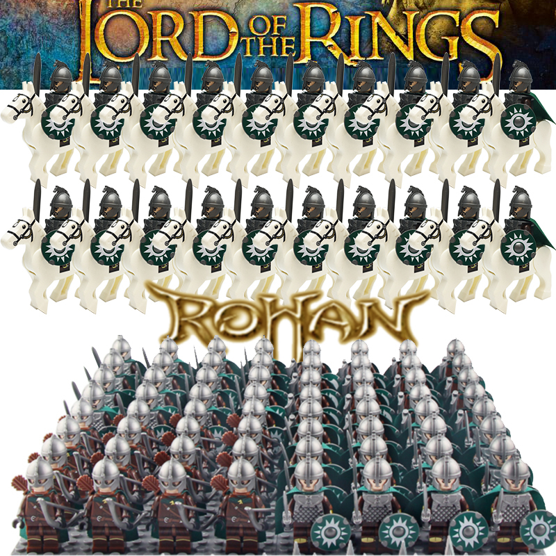 LotR Return Mordor Rohan Guards Knight+White Horse Army MiniFigures Bricks Toys