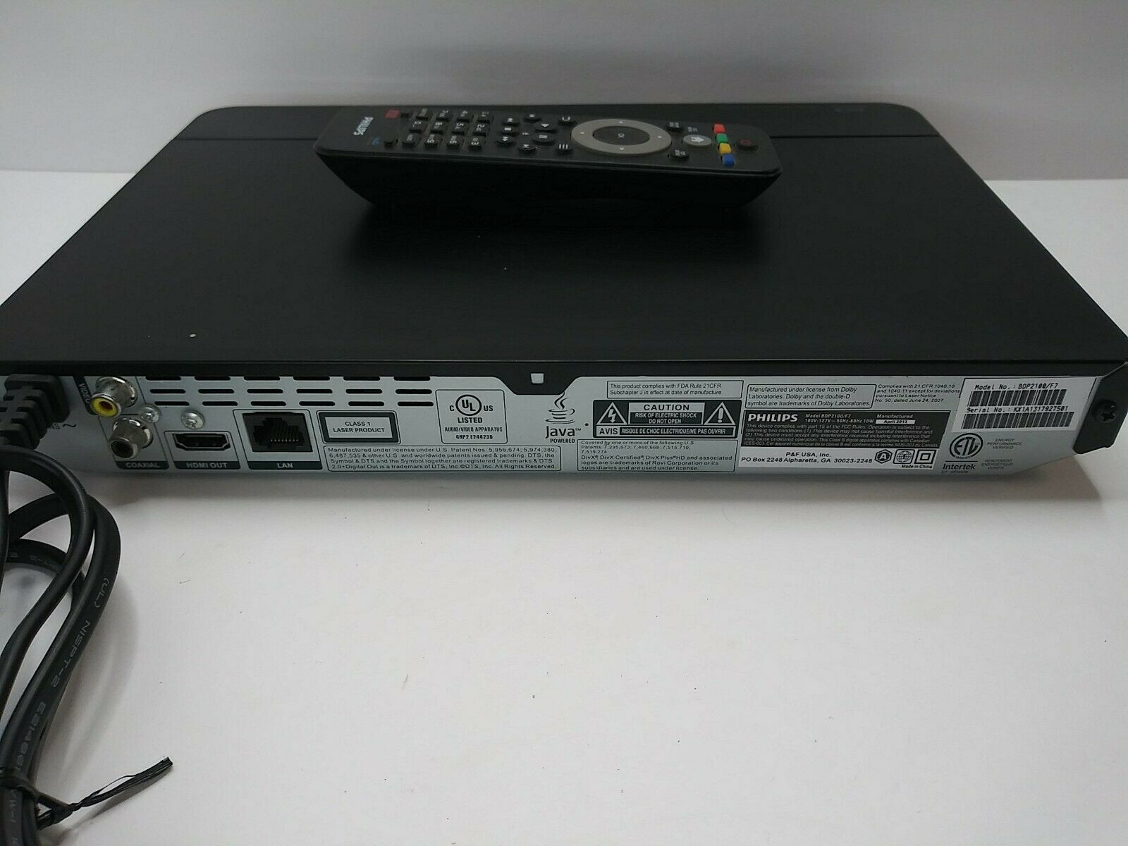 Philips Blu Ray DVD Player BDP2100 with Remote HDMI 1080p Streaming Upscaling DVD & Bluray