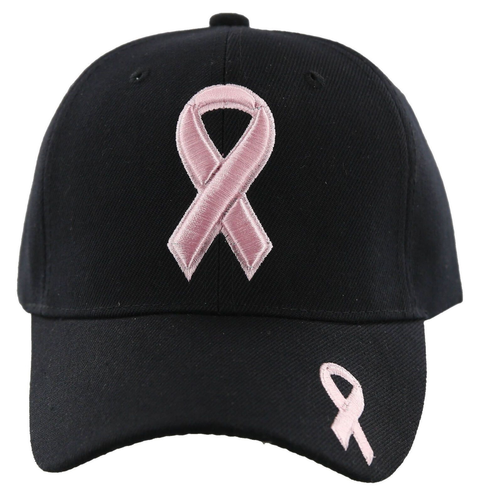 NEW! WOMENS BREAST CANCER PINK RIBBON BALL CAP HAT BLACK - Men's Hats