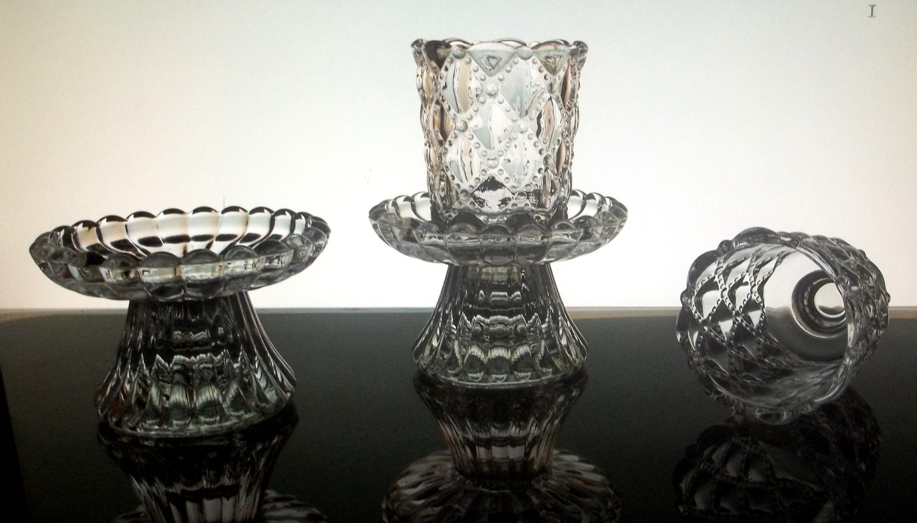 Partylite Crystal Candle Holders Quilted P9246 Set of 2 Candle Holders