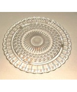 CLEAR DETAIL FOOTED GLASS LOW CAKE PLATTER - $26.00