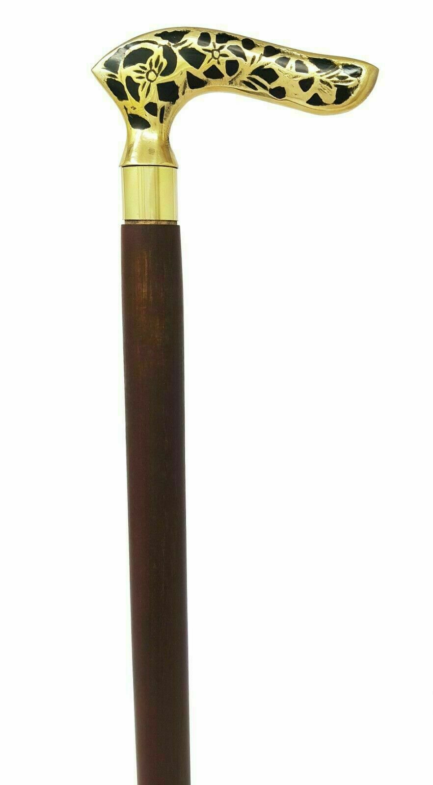 poliert Handcrafted head Messing Hartholz Spazierstock Cane solid Messing 