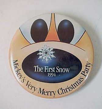 Primary image for 1994 The First Snow Mickey's Very Merry Christmas Party Pin Back Button