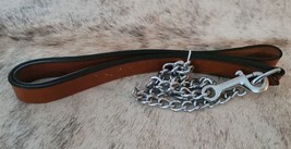 Silver Dots Show Halter with chain lead Leather medium oil Cowboy Pro Horse Size image 4