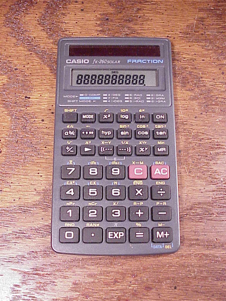 Casio FX260 Solar Fraction Calculator, with case, cover, used
