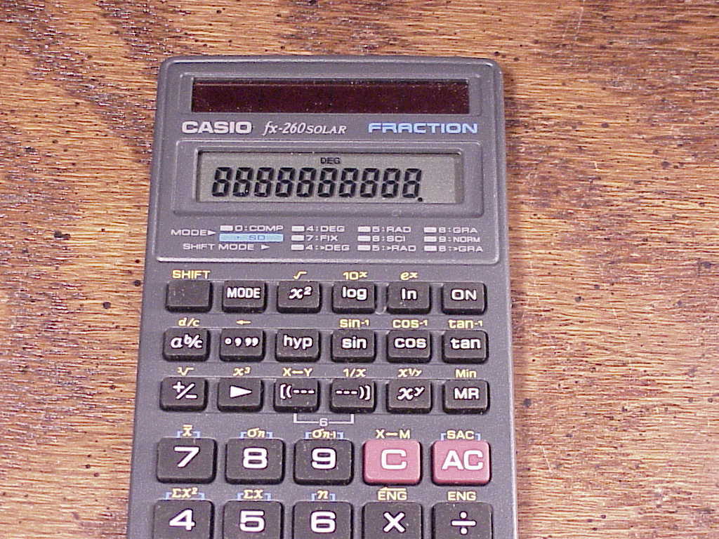 Casio FX-260 Solar Fraction Calculator, with case, cover, used
