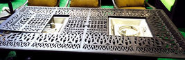 Outdoor propane fire pit table garden fireplace Elisabeth double burner dining image 3