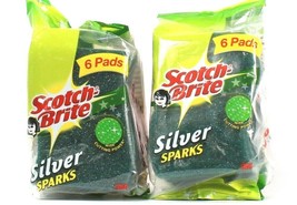 2 Packs Scotch-Brite Silver Sparks Cutting Power 6 Count Scrub 