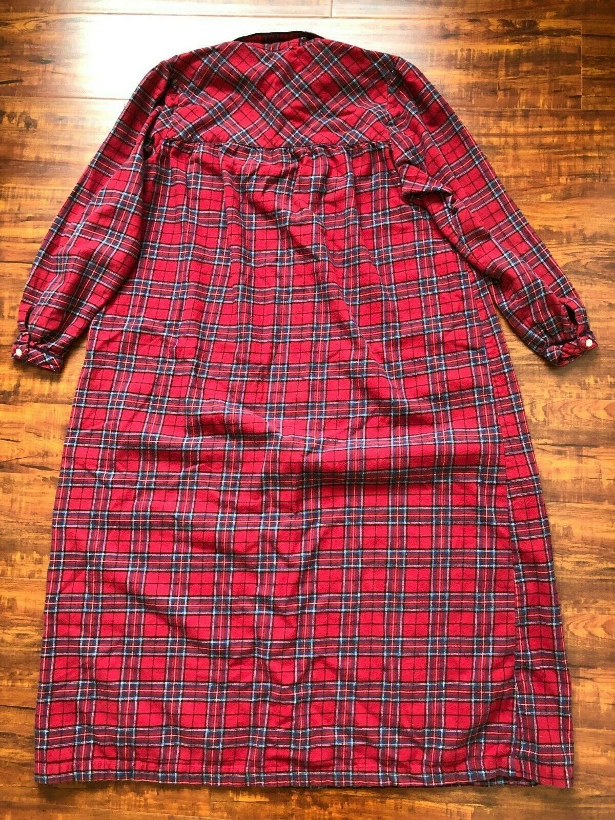 Vintage LL BEAN Flannel Nightgown Red Tartan Plaid Gown - Sleepwear & Robes