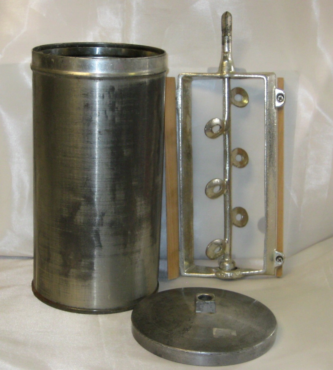 Vintage Ice Cream Dasher Paddle Insert and Tin with Lid Metal and Wood