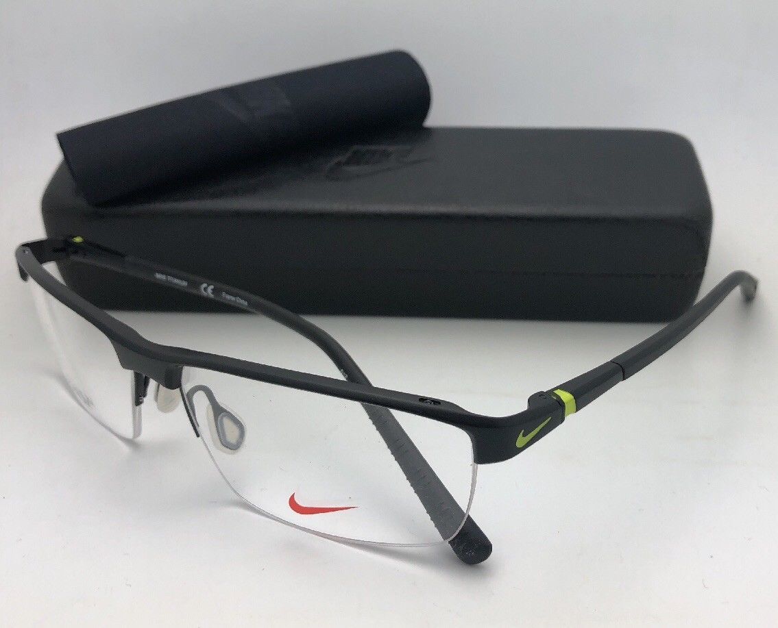 New NIKE Eyeglasses 6052 002 5915 145 Semi Rimless Black Titanium Frames Eyeglass Frames