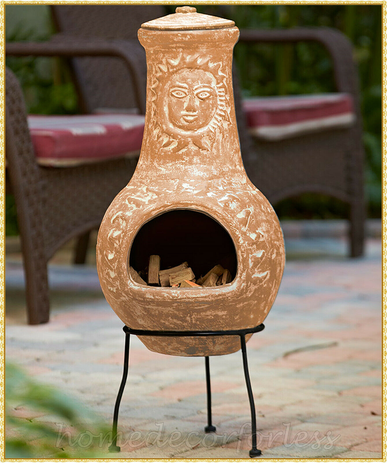 Rustic Southwest Terra Cotta Clay Chiminea Outdoor Fire Patio Deck     57 