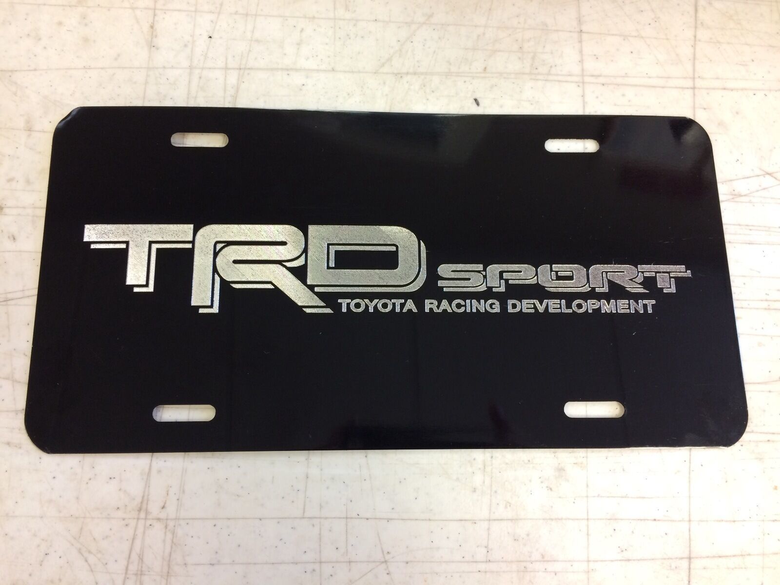 DEEP Engraved Toyota TRD Sport Car Tag Diamond Etched Black License Plate