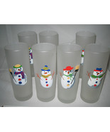 7 Dartington Designs Snowman FROSTED DRINKING GLASSES Tall Christmas   Nice - $59.99