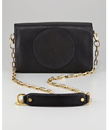 NWT Tory Burch Kipp Perforated Logo Leather Crossbody Bag BLACK $450+ AUTHENTIC - $299.90