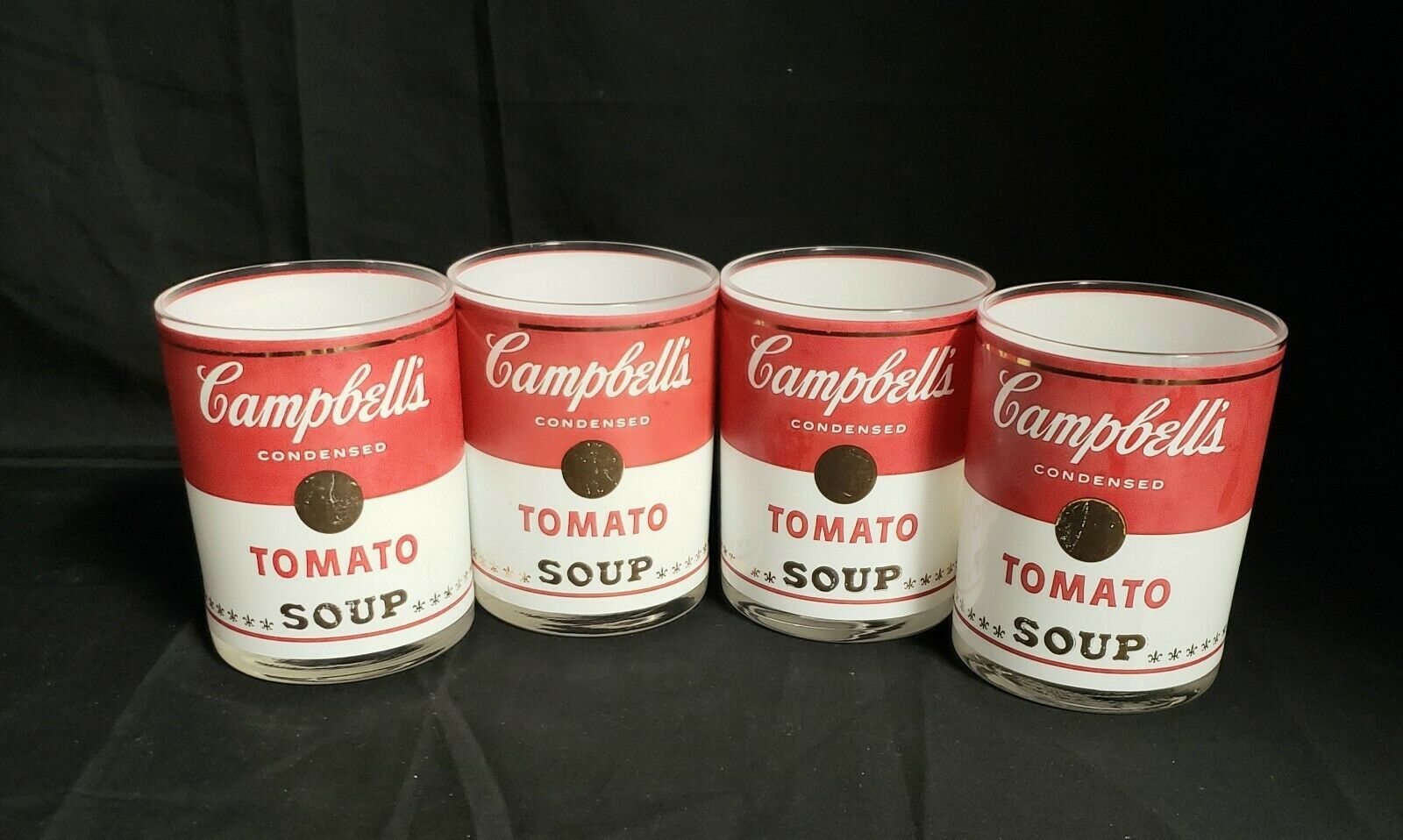 4 Vtg 1960's Campbell's Tomato Soup Drinking Glass Tumblers Soup