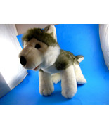 Husky Wolf Dog 11&quot; X 15&quot; + tail Plush Blue Eyes Build A Bear BAB - $11.87