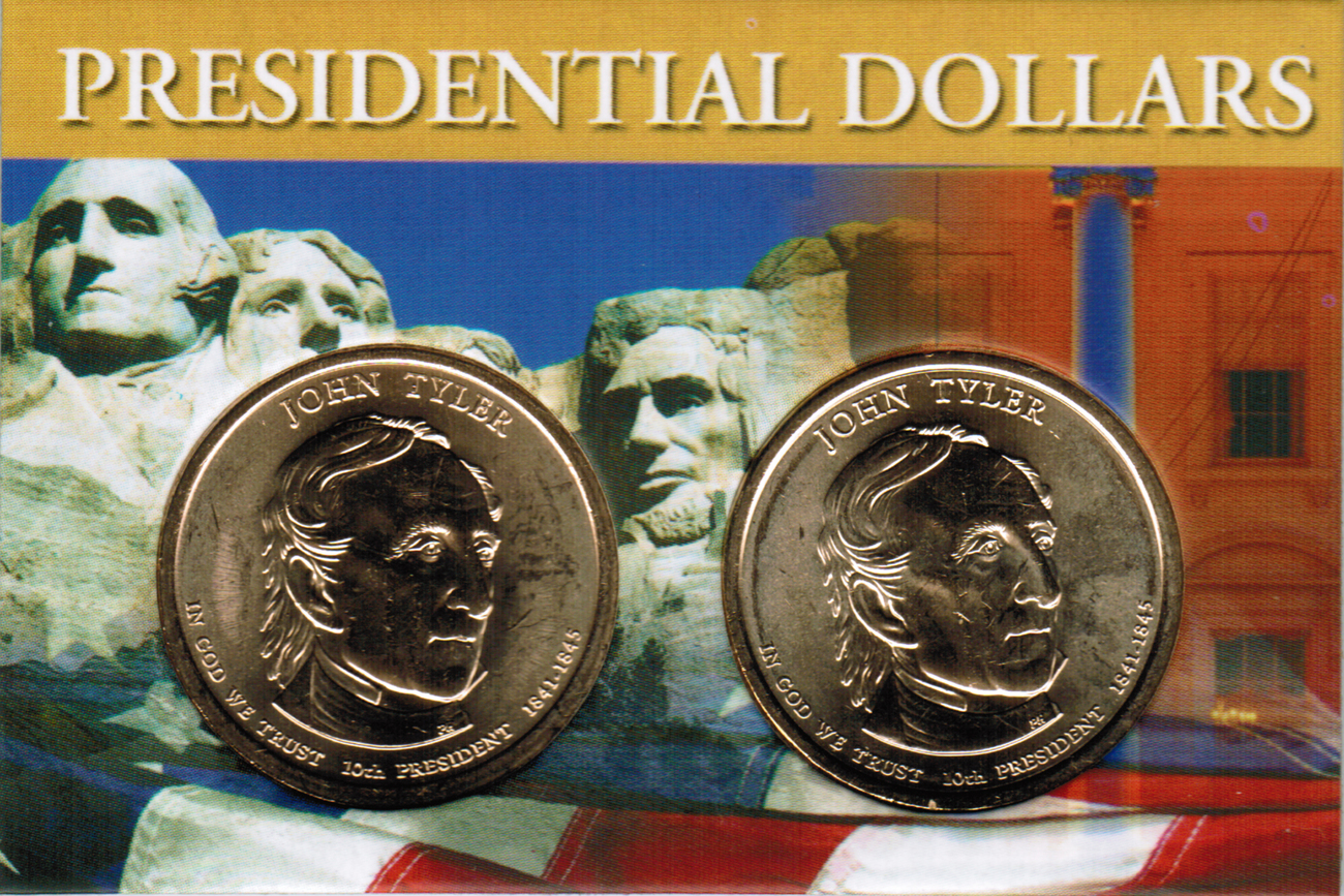 2 Coins US Presidential One Dollars 2009-P/&D BU Mint State John Tyler