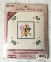 Janlynn Bouquet Ribbon Embroidery Embellished Cross Stitch Kit 6&quot;x6&quot; New... - $9.45