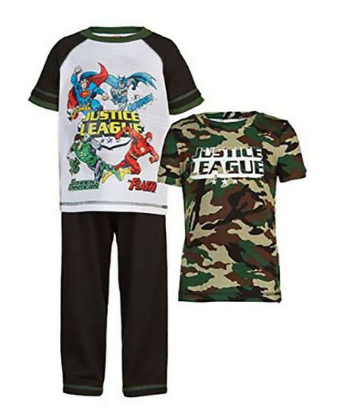 DC COMIC Boy's' Justice League Flash 3-Piece Pajama Set, CAMO, 3T  - $5.59