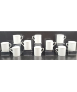 10 Crate &amp; Barrel Staccato Mugs Set Kathleen Wills White Emboss Coffee C... - $66.20