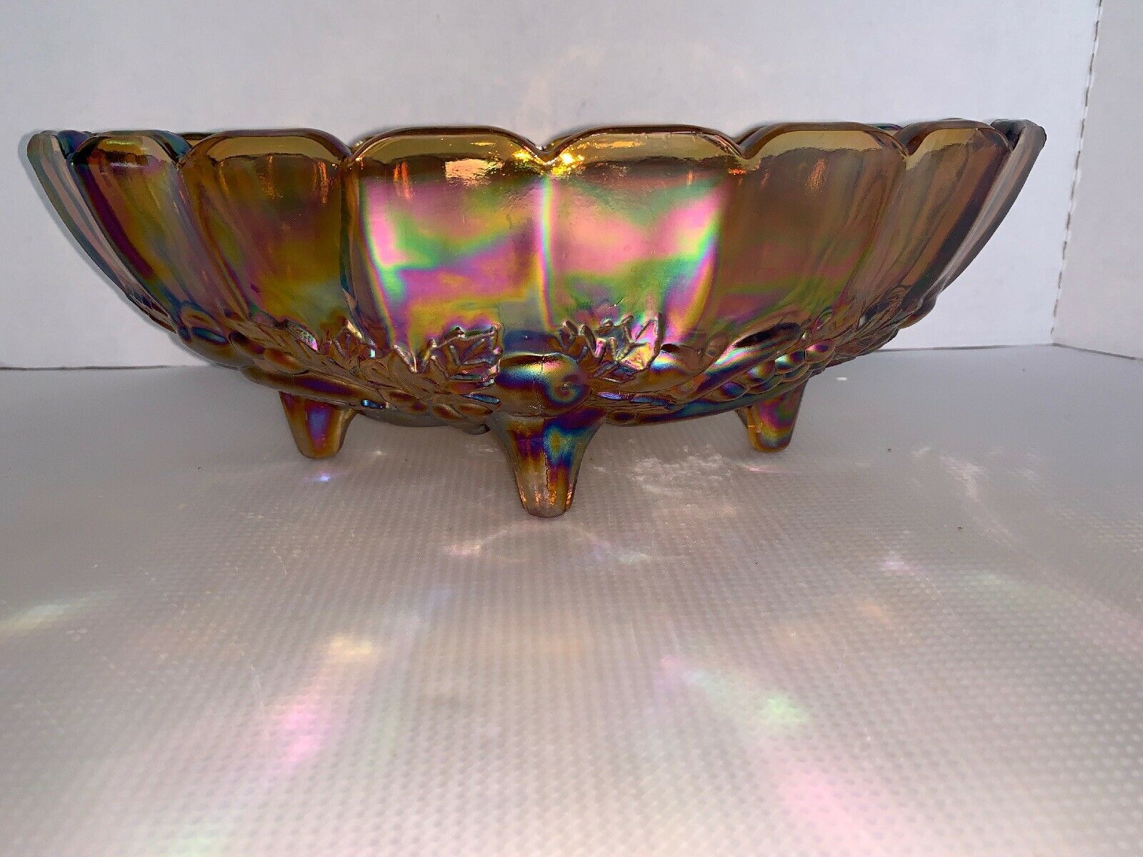 Vintage Indiana Glass Large Oval Marigold Carnival Fruit Bowl 12 1 2” Indiana