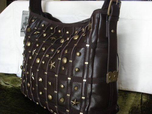 Primary image for Betsey Johnson Lucky Stars Brown Leather Bucket FREE SHI