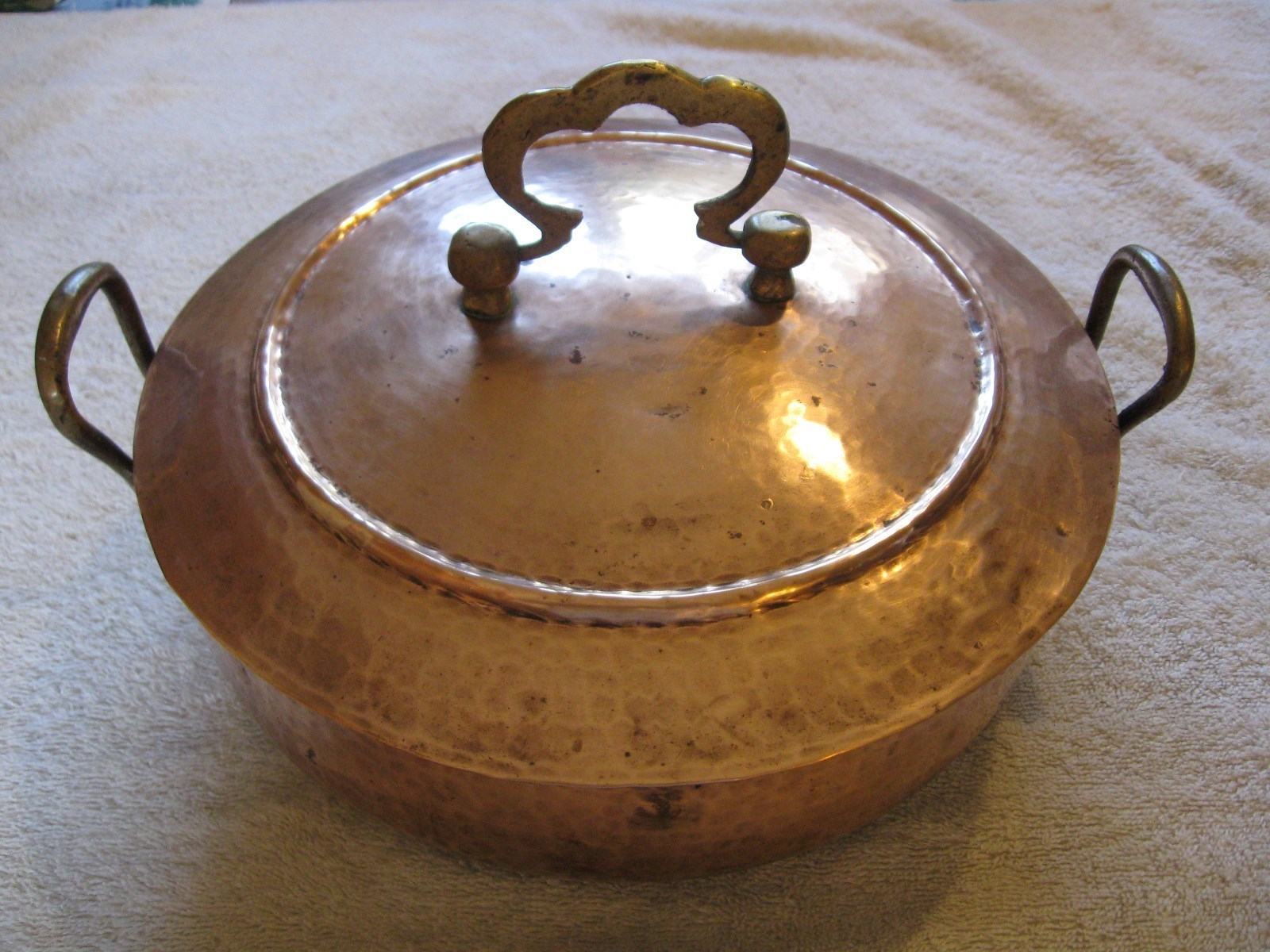 Antique Copper Serving Dish With CoverStunning!!! Hammered Appearance