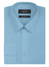 Omega Italy Men's Long Sleeve Slim Fit Light Blue Button Up Dress Shirt - XL image 1