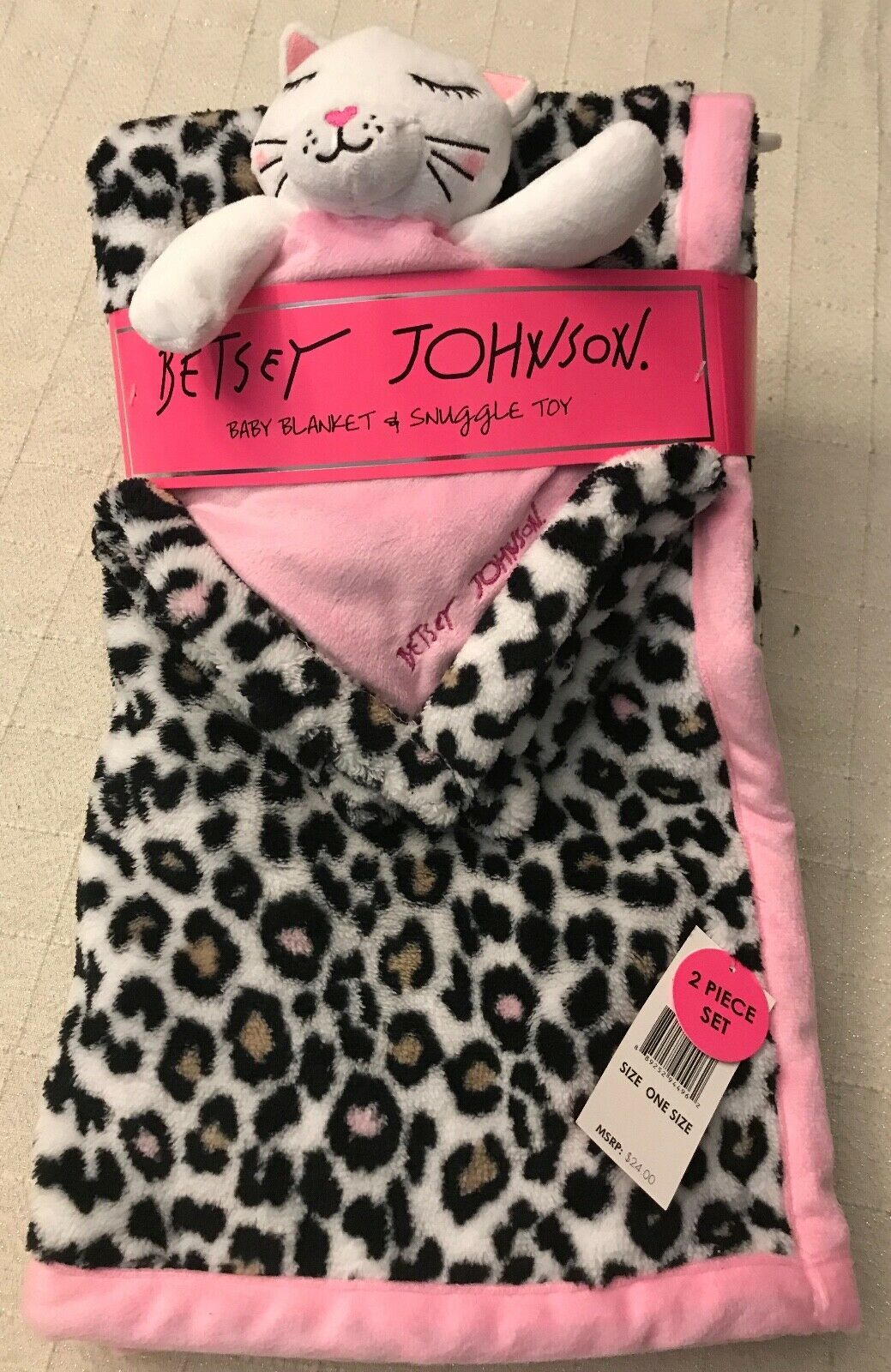 NWT BETSEY JOHNSON 2PC BABY BLANKET/SECURITY BLANKET LEOPARD PRINT ...