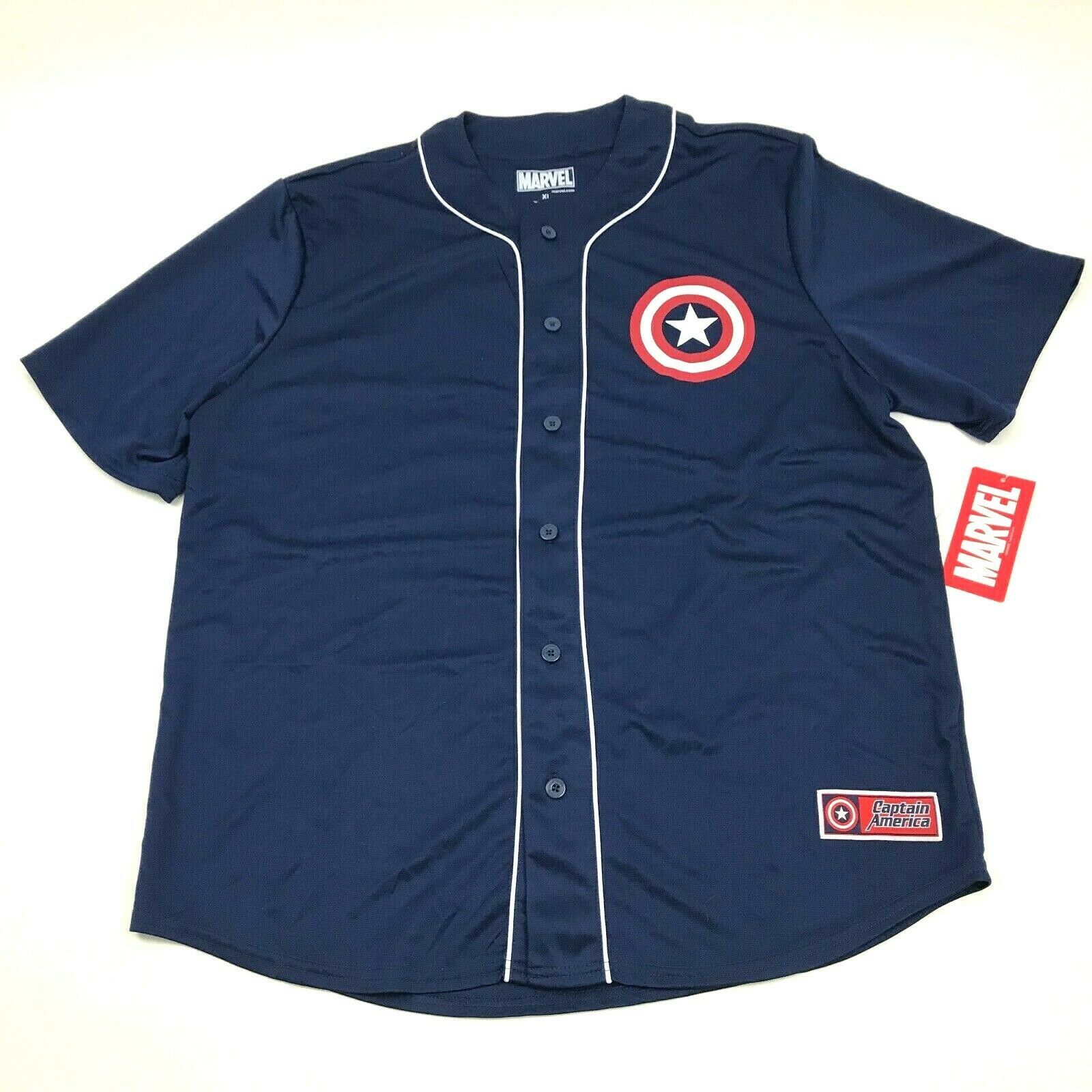 NEW Marvel Captain America Baseball Jersey Size Extra