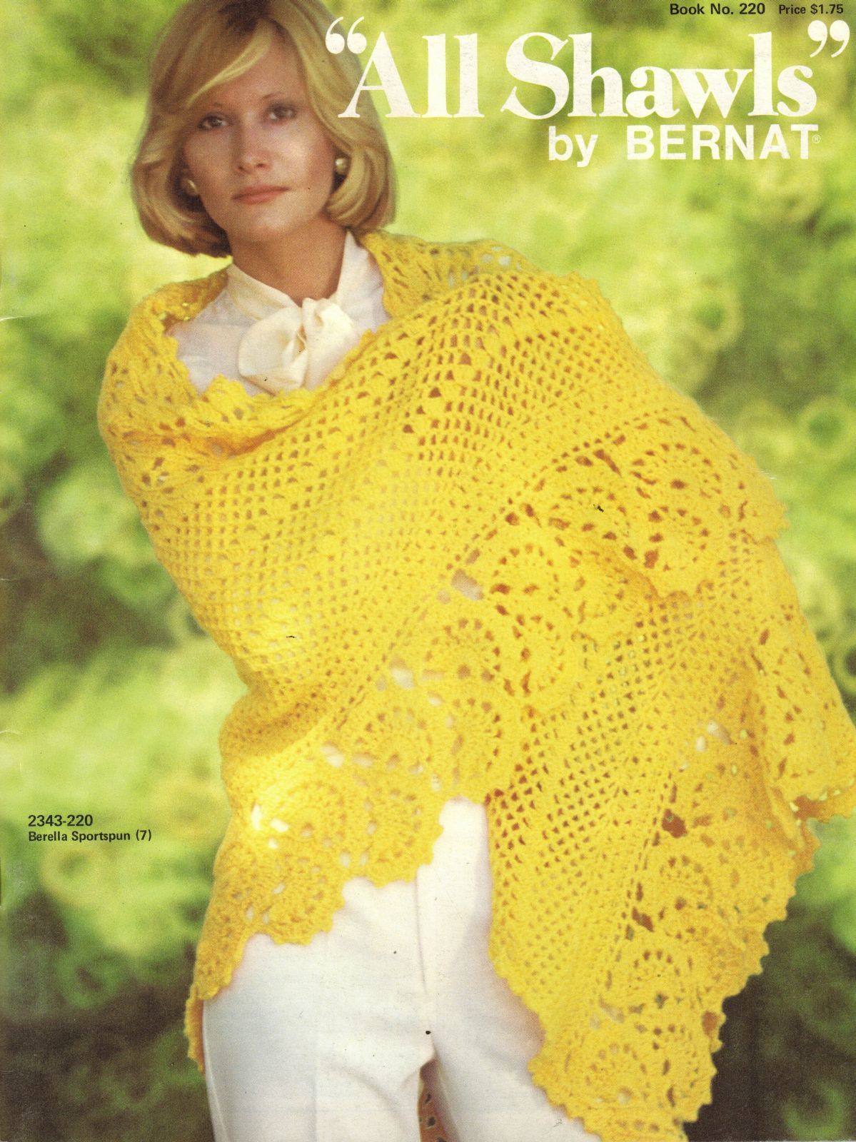 21 Bernat Knit Crochet All Shawls 1976 Pattern Book - Crocheting & Knitting