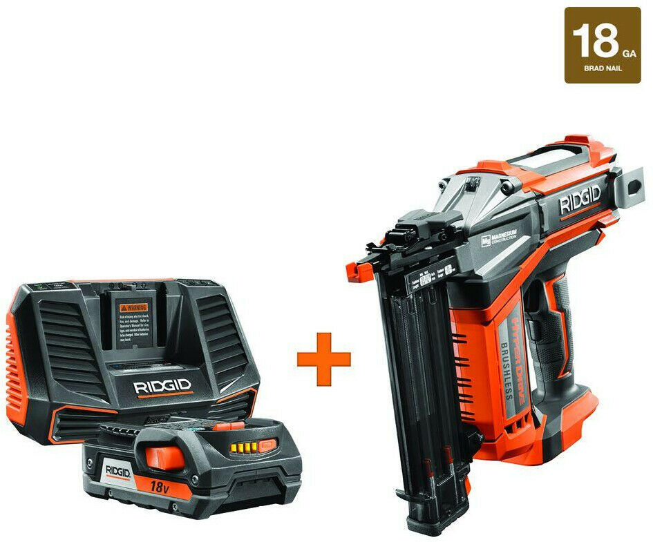 RIDGID Cordless Brad Nailer 21/8 in. 18Volt LithiumIon 18Gauge