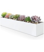 Dr&amp;Co Modern White Rectangle Planter Box | 16&quot; Metal Planter Perfect As A - $54.95