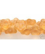 7mm Czech Glass Button Flower Beads, Topaz Matte (50) yellow - $3.00